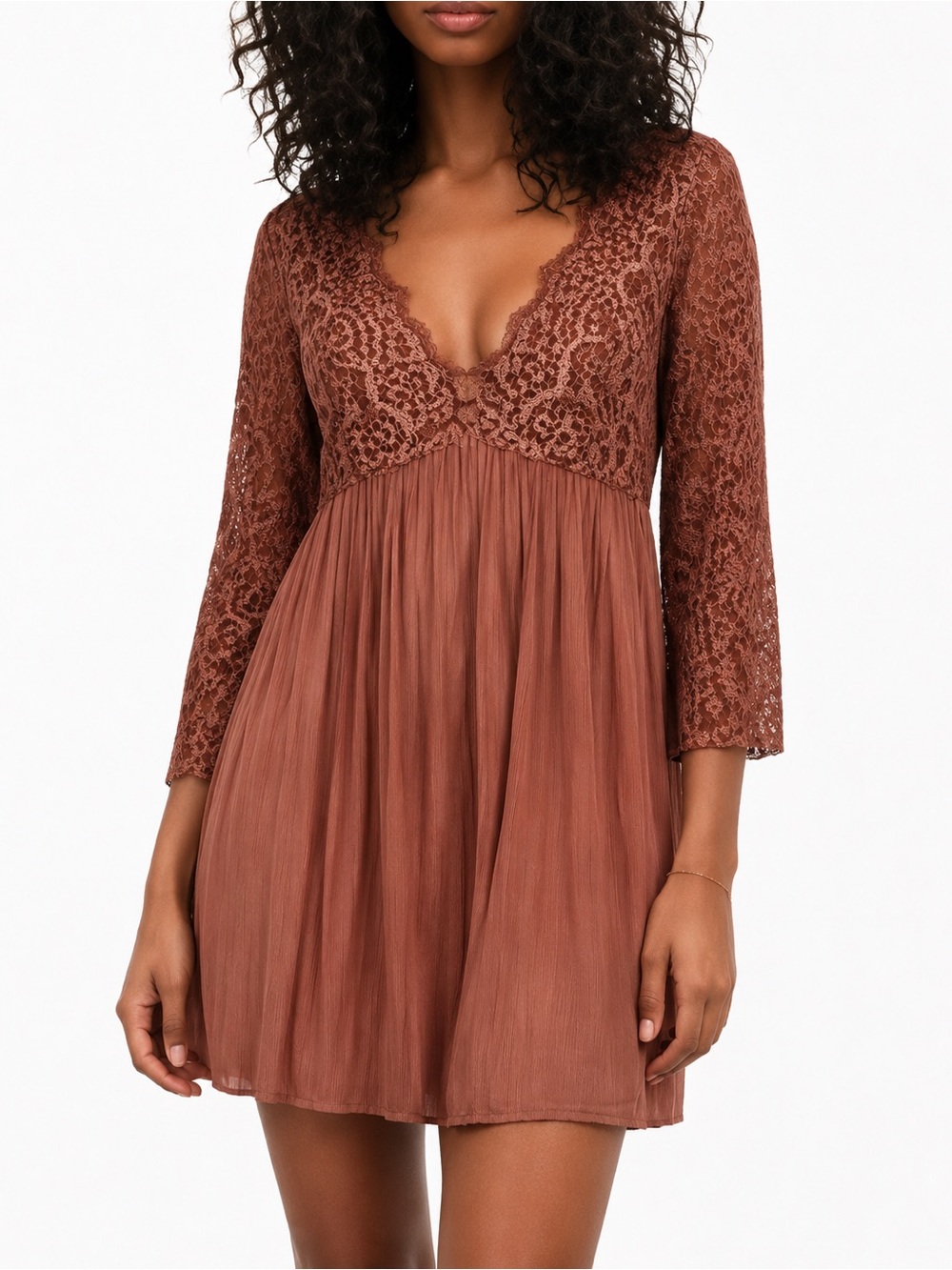 Zara NWT lace pleated dress, large
